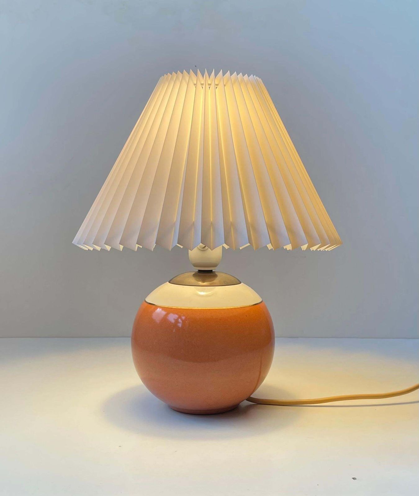 Art Deco Glazed Spherical Table Lamp By E. F. F. Copenhagen, 1930s photo furniture