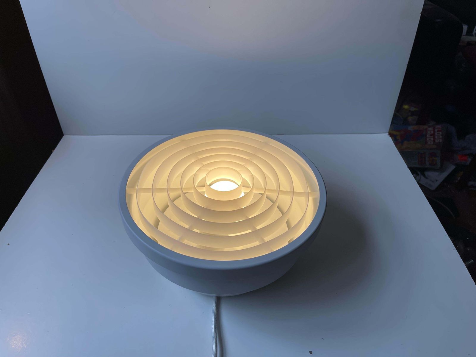 Danish Minimalist White Flush Mount By Svend Middelboe For Nordisk Solar, 1970s photo furniture
