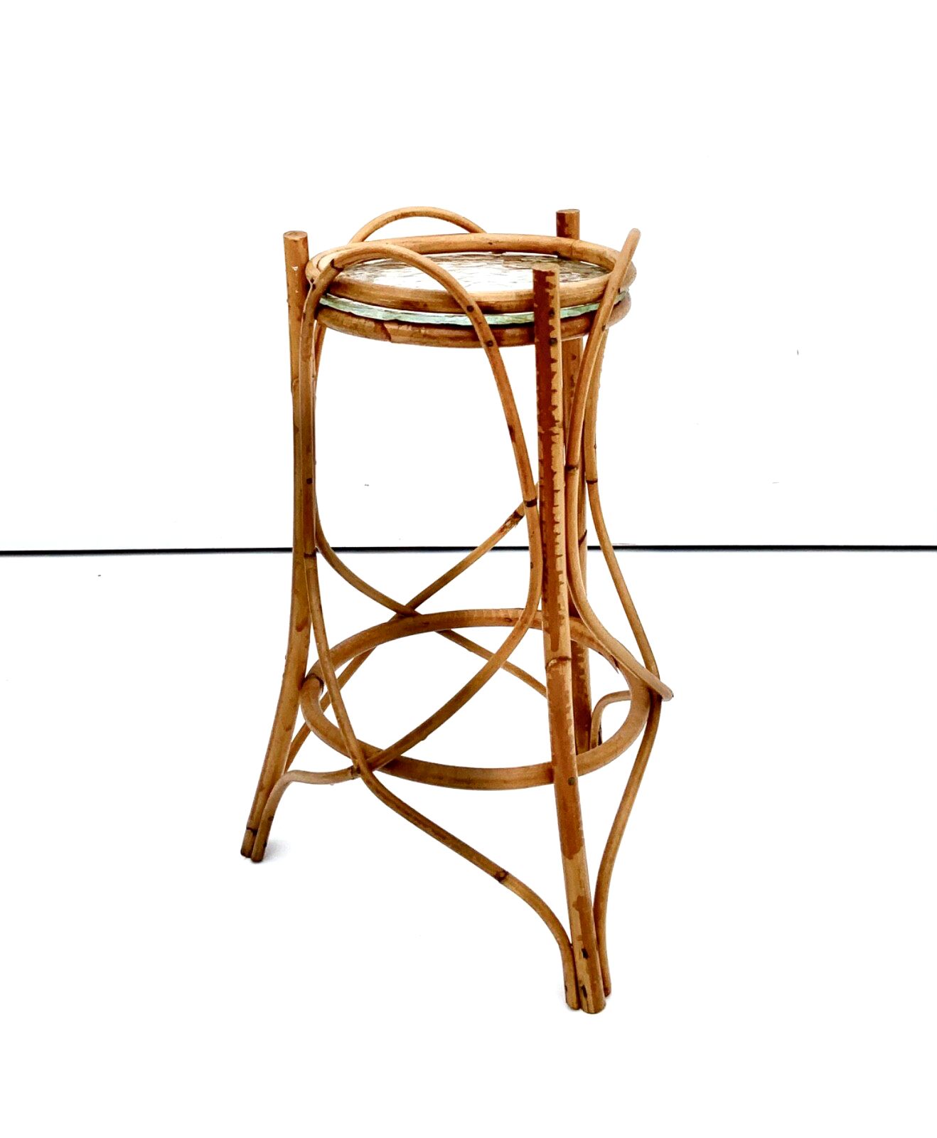 A Rattan Pedestal, Flower Stand Mid 20th Century