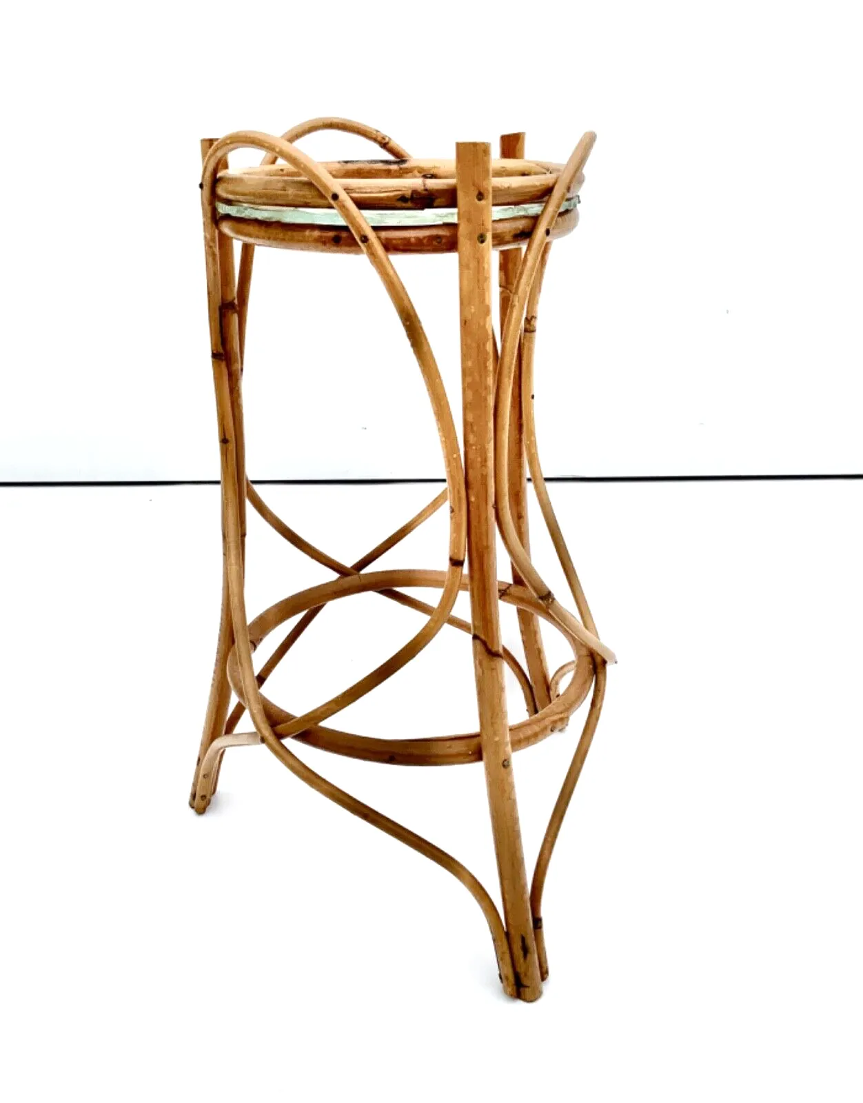 A Rattan Pedestal, Flower Stand Mid 20th Century photo furniture