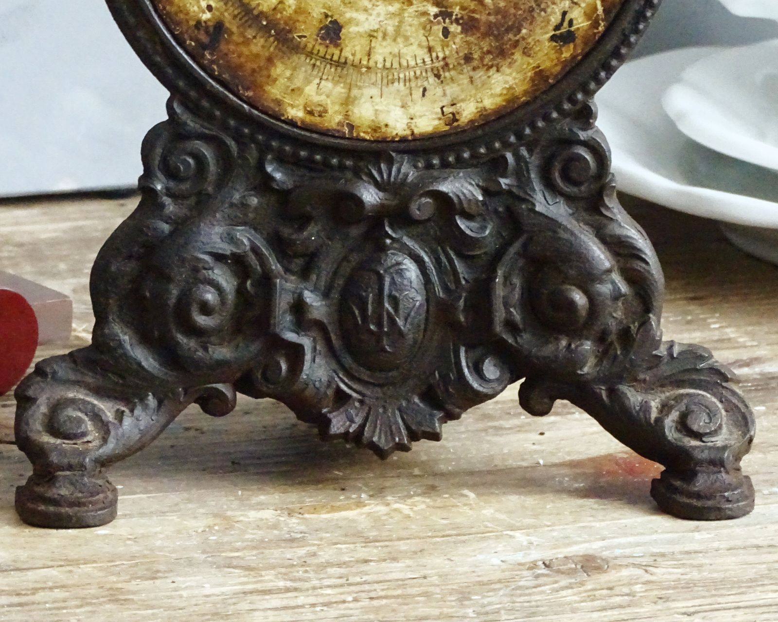 Antique German Cast Iron Kitchen Scale: Ornate Farmhouse Decor photo furniture