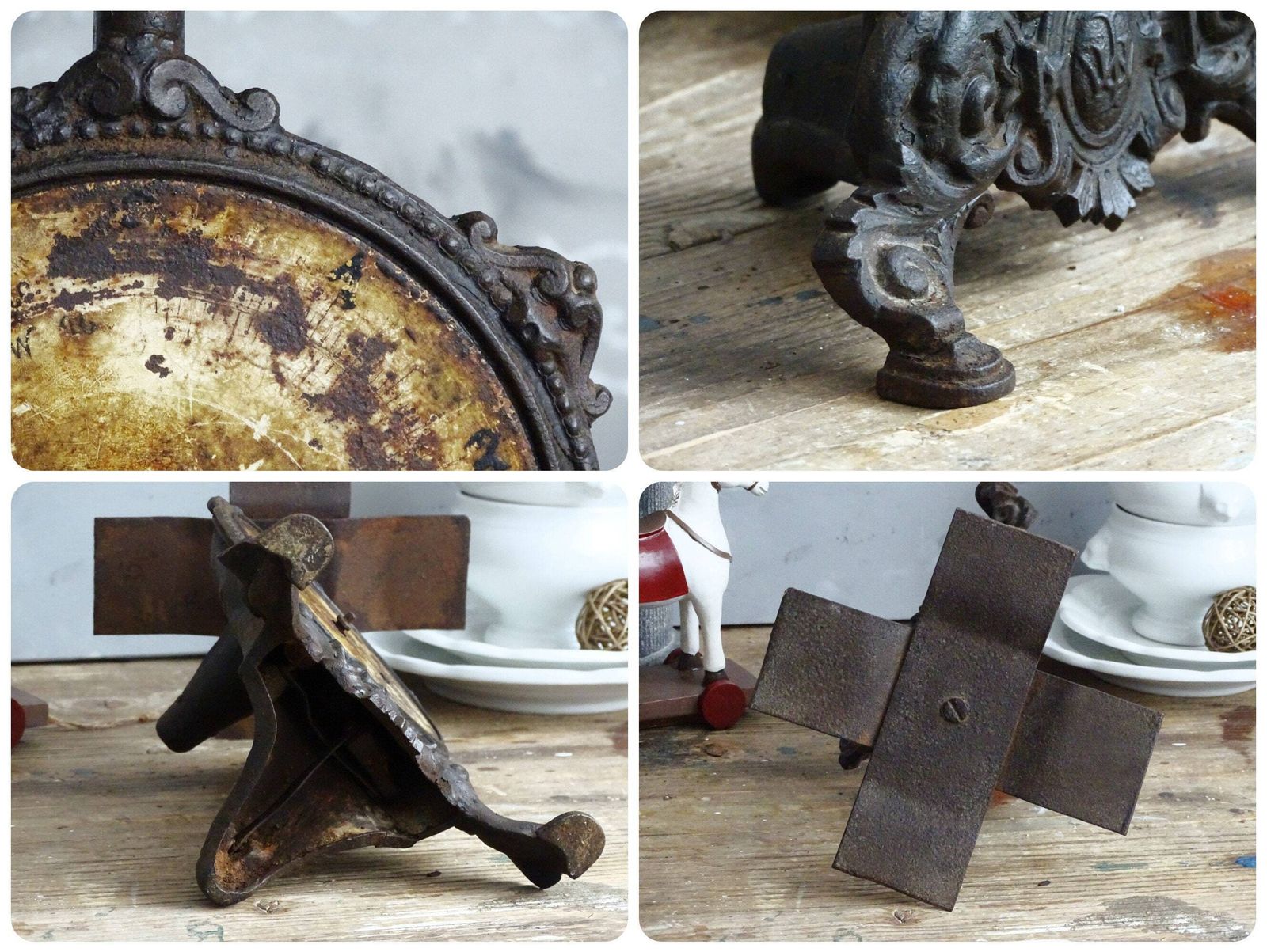 photo for sale Antique German Cast Iron Kitchen Scale: Ornate Farmhouse Decor