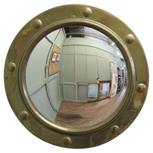 Brass Framed Convex Wall Mirror photo furniture