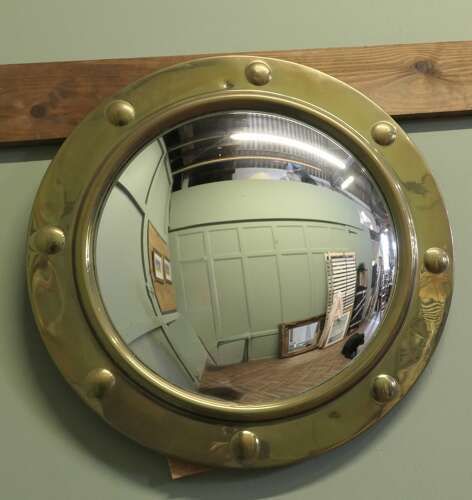 Brass Framed Convex Wall Mirror photo vinterior