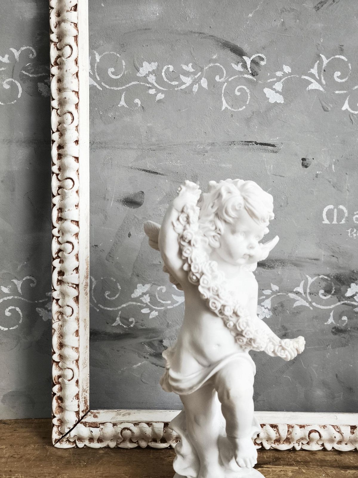 Antique Carved Wood Picture Frame, White Ornate Shabby Chic Gallery Wall Decor