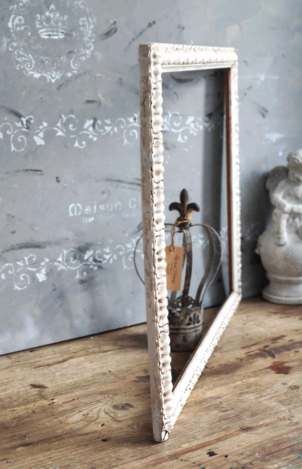 Antique Carved Wood Picture Frame, White Ornate Shabby Chic Gallery Wall Decor photo 163.0