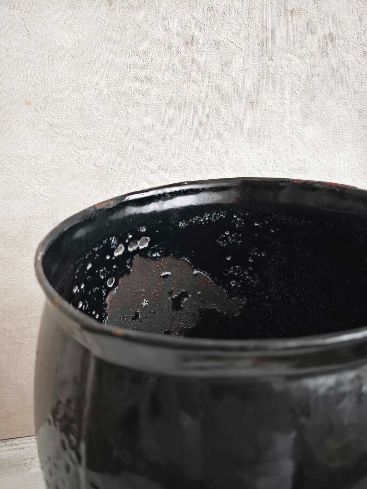 photo for sale Antique Enameled Cast Iron Pot: Farmhouse Kitchen Decor, Metal Planter
