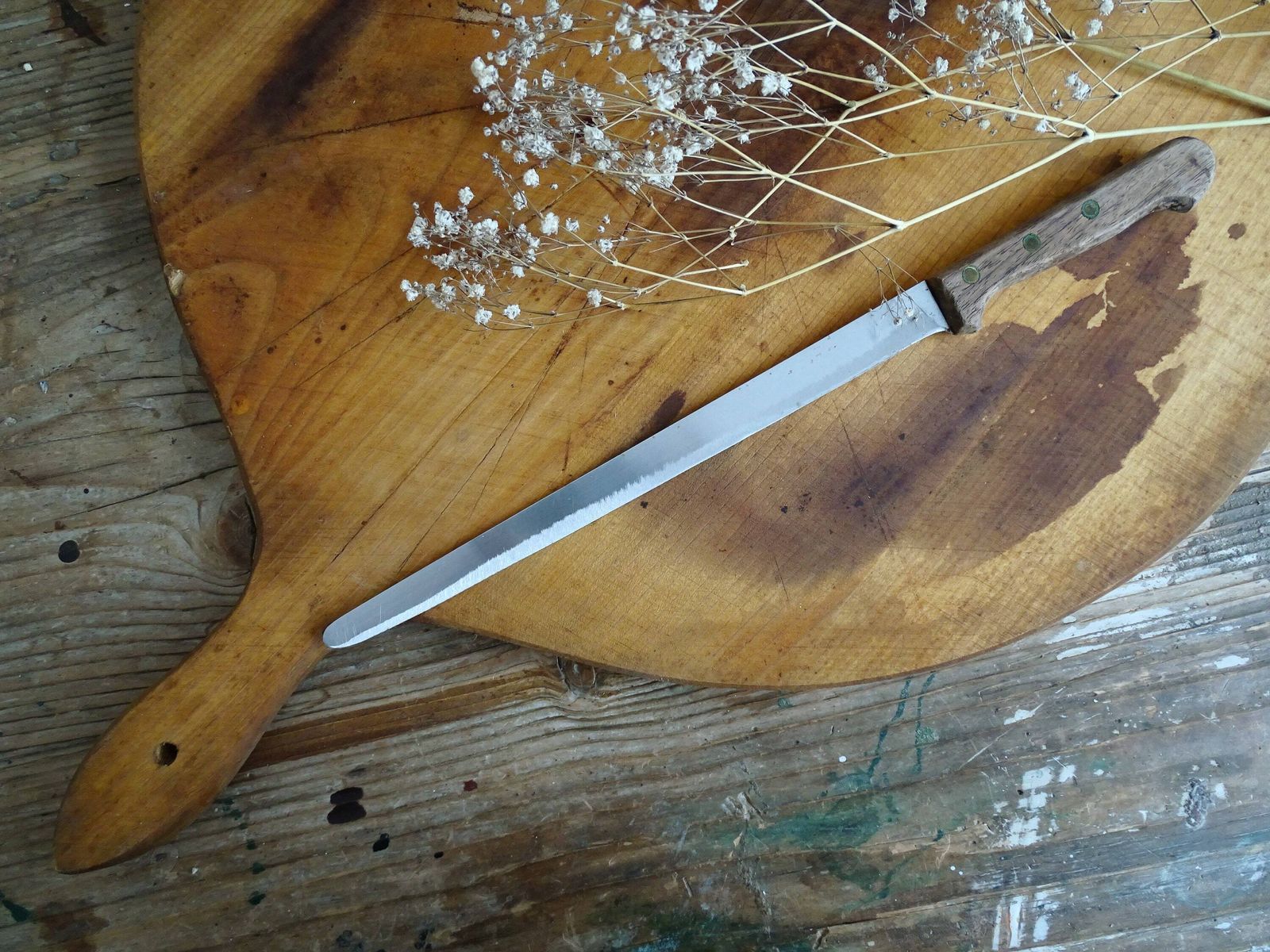 Large Round Wood Charcuterie Board: Rustic Farmhouse Kitchen Decor photo for sale