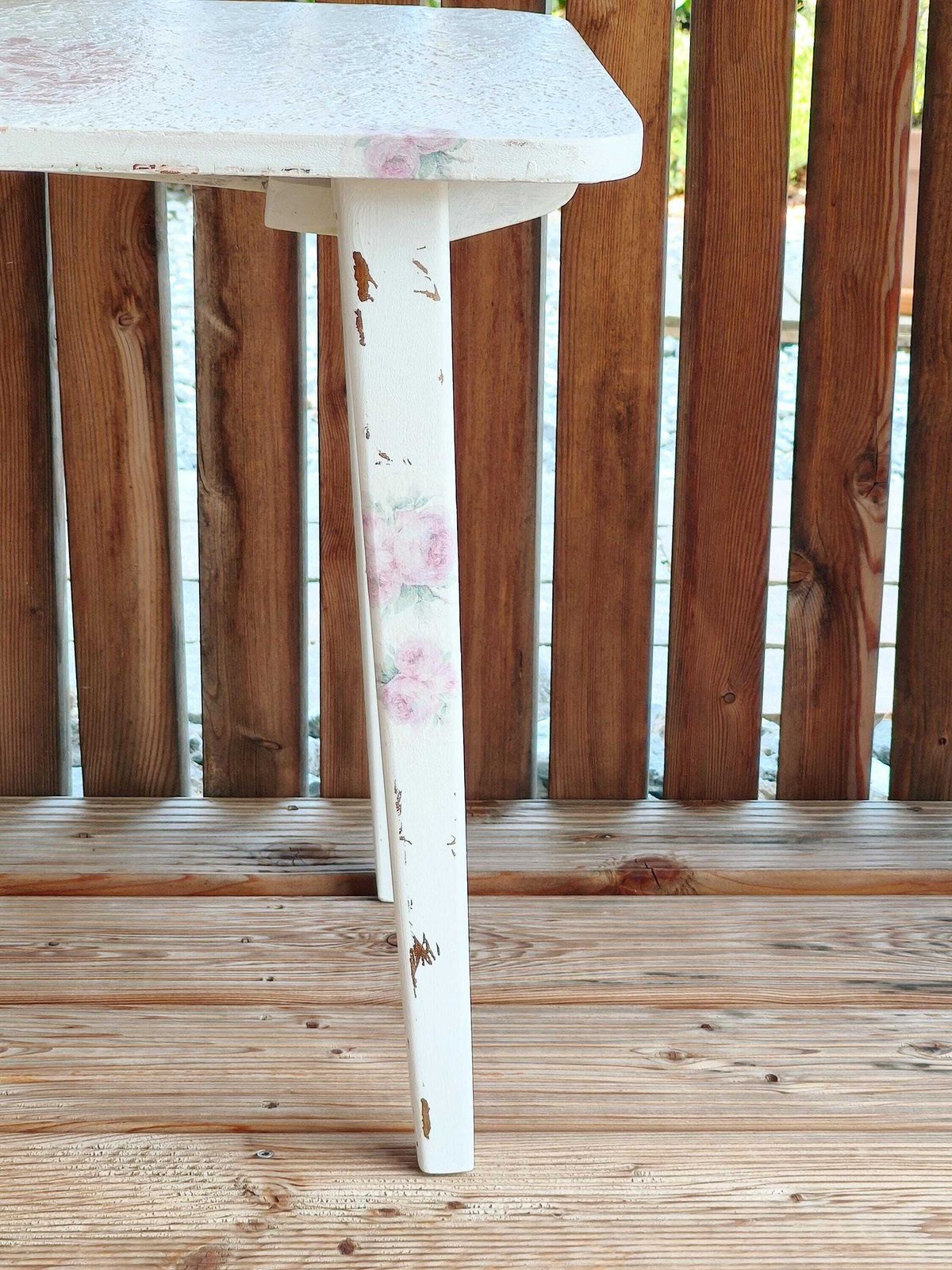 Portable Folding Wood Table Pink Flowers, White End Table, Coffee Table, Mcm Side Table, Mid Century Modern Table, Retro Wood Plant Stand photo buy