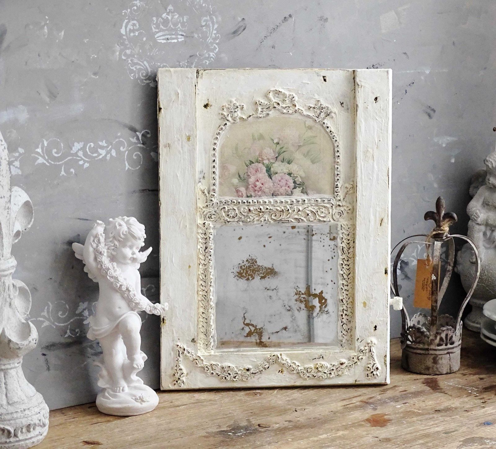 Handcrafted Trumeau Mirror: Shabby Chic French Antique Style
