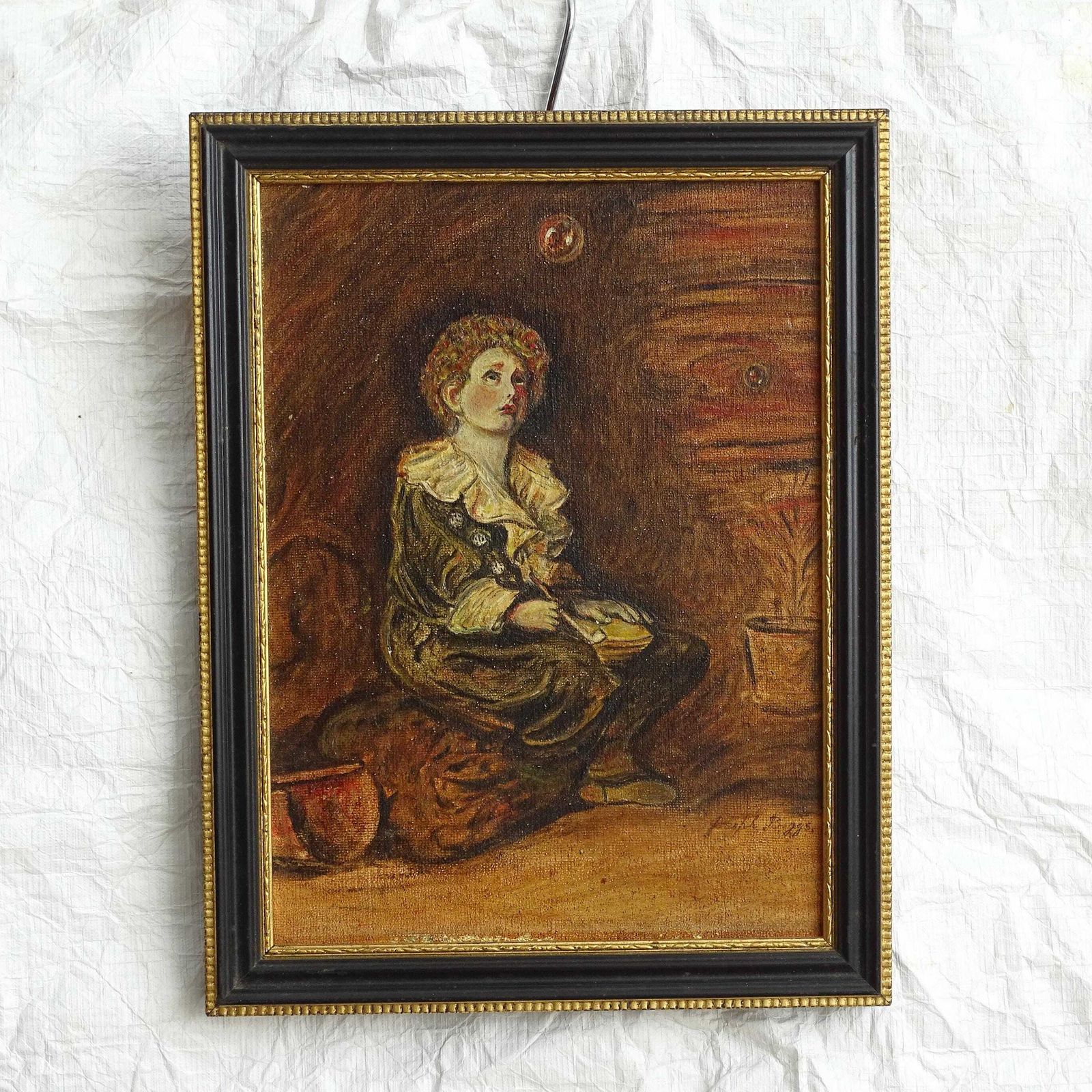 Set 3 Original Oil Paintings Joseph Biggs Portrait Triptych: Framed, 18th Century Fashion photo furniture