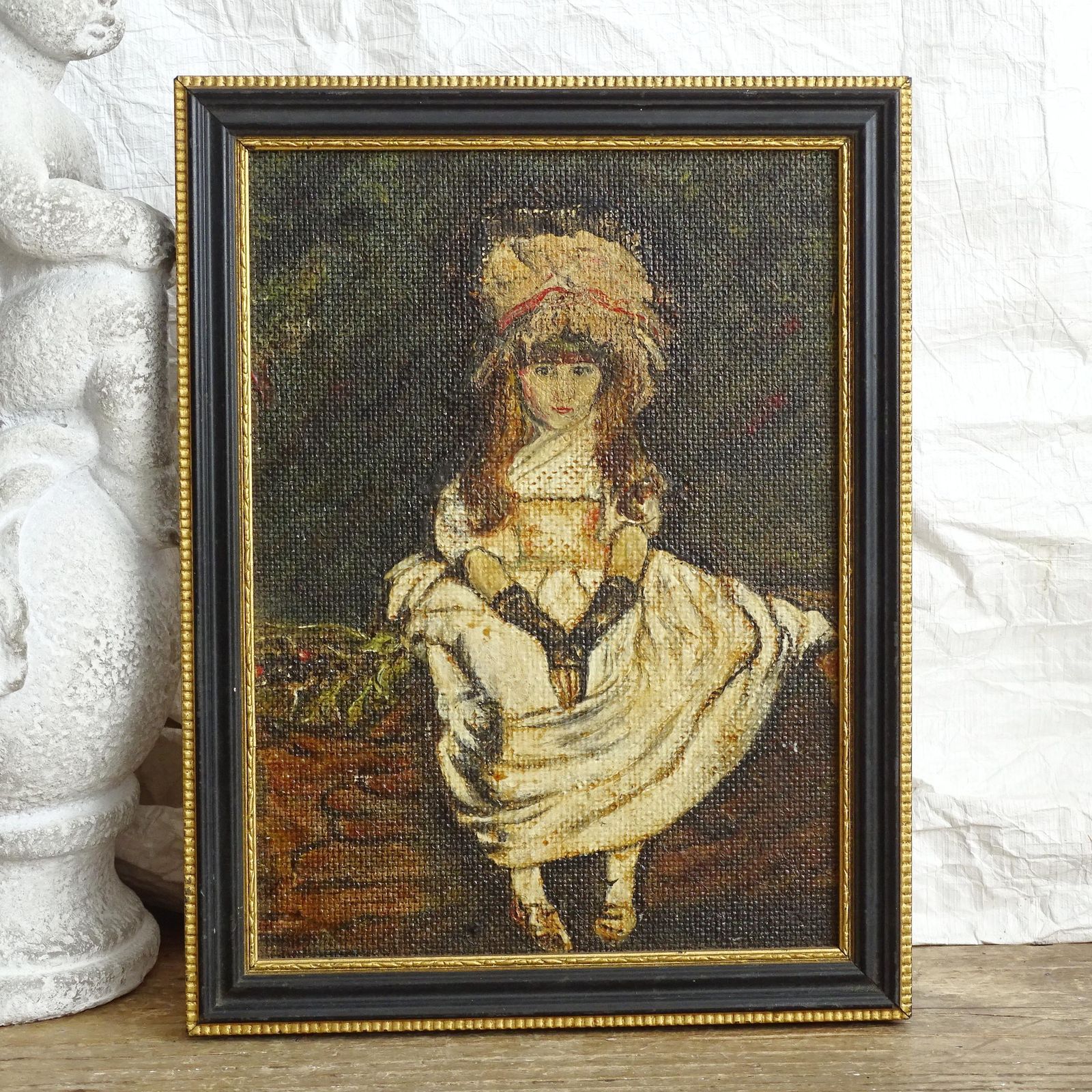 Set 3 Original Oil Paintings Joseph Biggs Portrait Triptych: Framed, 18th Century Fashion photo Art