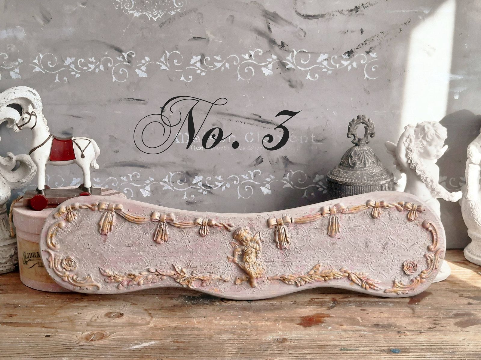 Baroque Cherub Wood Wall Plaque, Angel Panel: French Shabby Chic Decor photo furniture