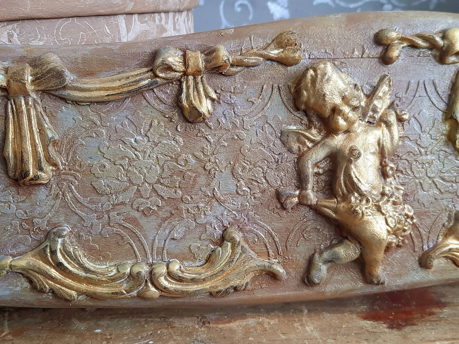 Baroque Cherub Wood Wall Plaque, Angel Panel: French Shabby Chic Decor photo 113.0