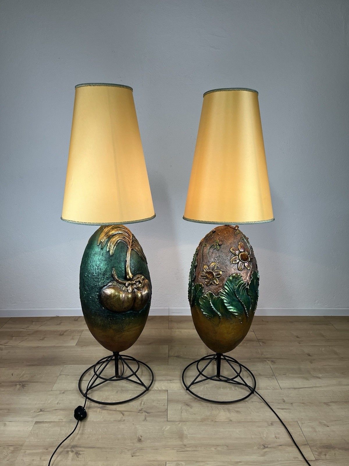 Pair Of 80’s Vintage Design Decorative Terracotta Lamps photo for sale