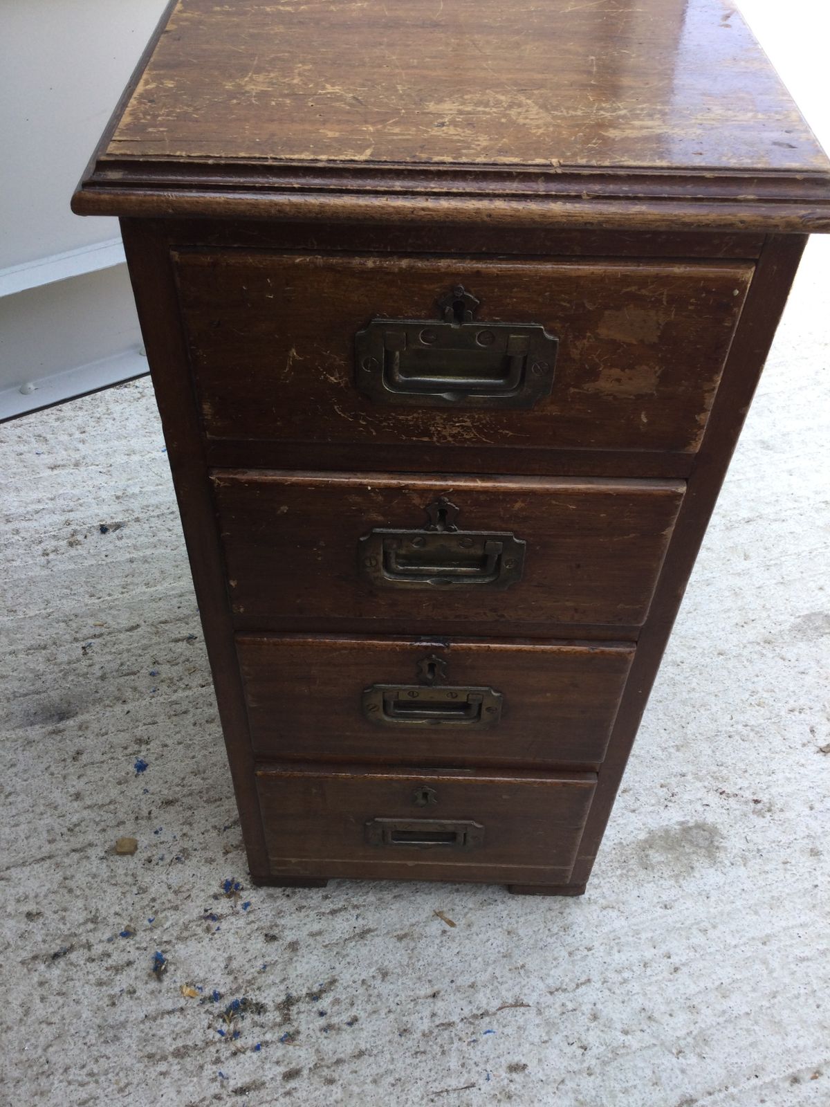 photo for sale Matching Pair Of Antique Mahogany Filing Drawers With Brass Handle– Perfect For Stylish Home Office, Retail, Or Studio Display."