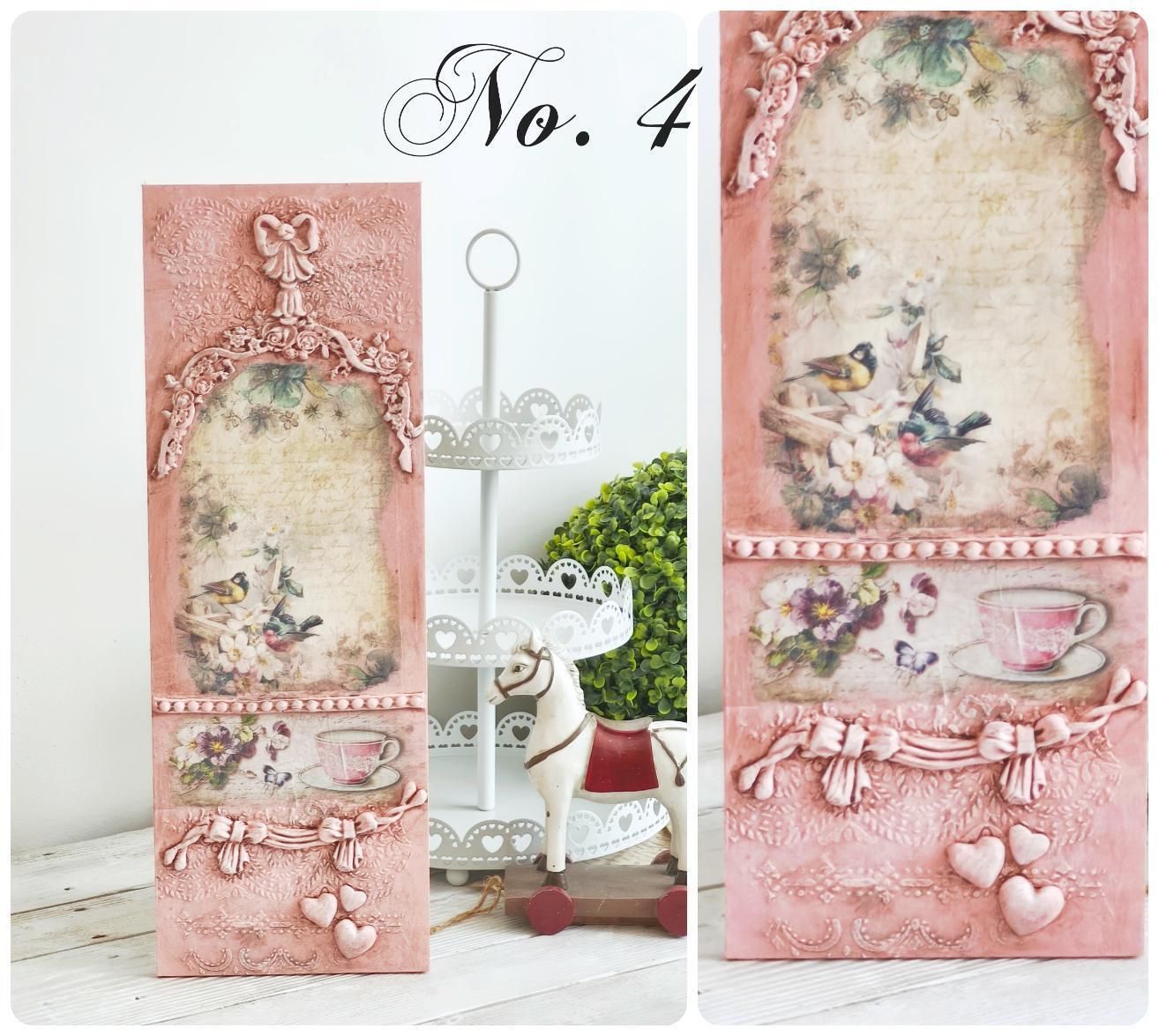 French Country Birds Wall Panel: Shabby Chic Ornate Wood Plaque photo 87.0