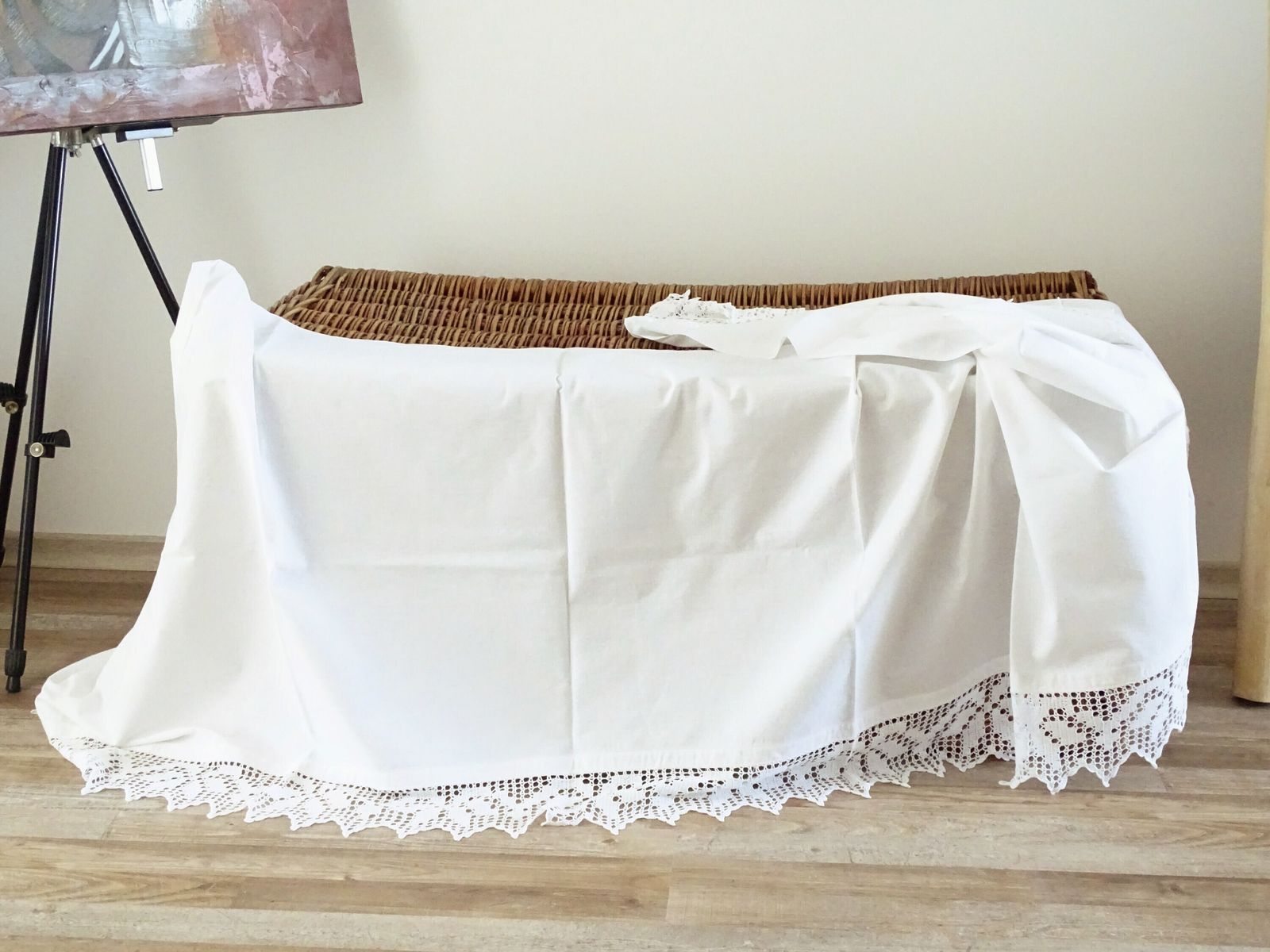 Antique Lace Cafe Curtain: Hand Crochet Trim, French Style Valance
