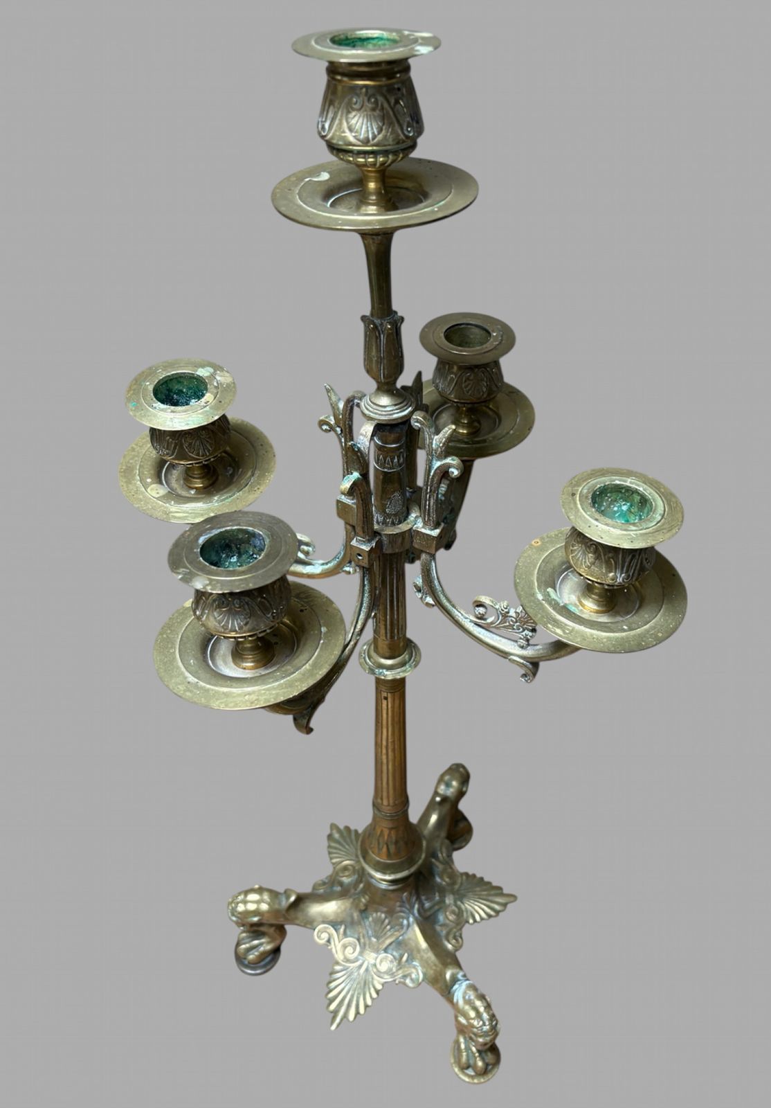 A Pair Of Attractive Brass Candelabra Possibly French photo 725.0