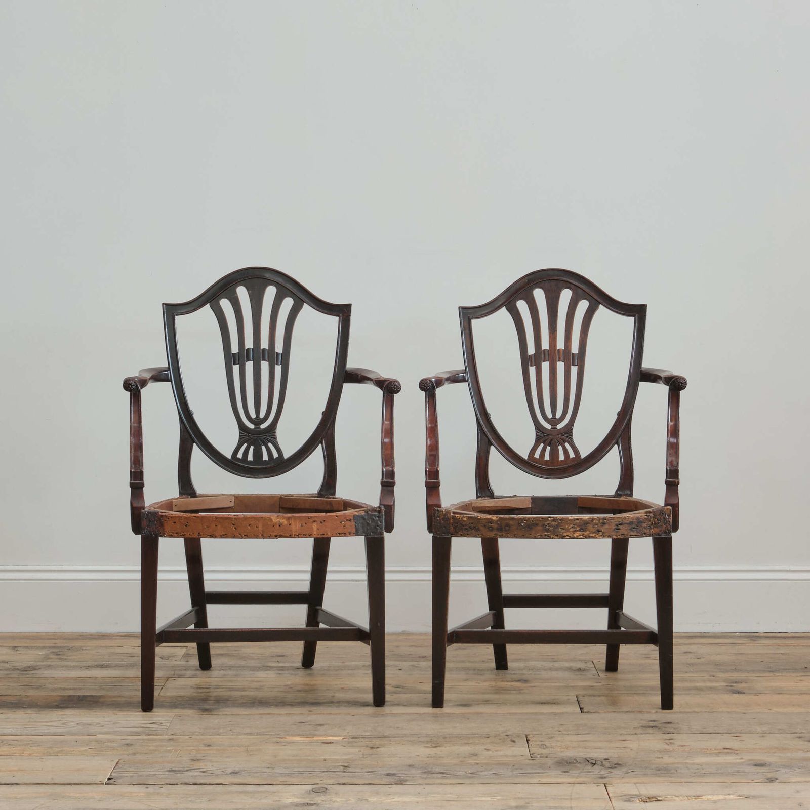Pair Of George III Heppelwhite Mahogany Carver Chairs