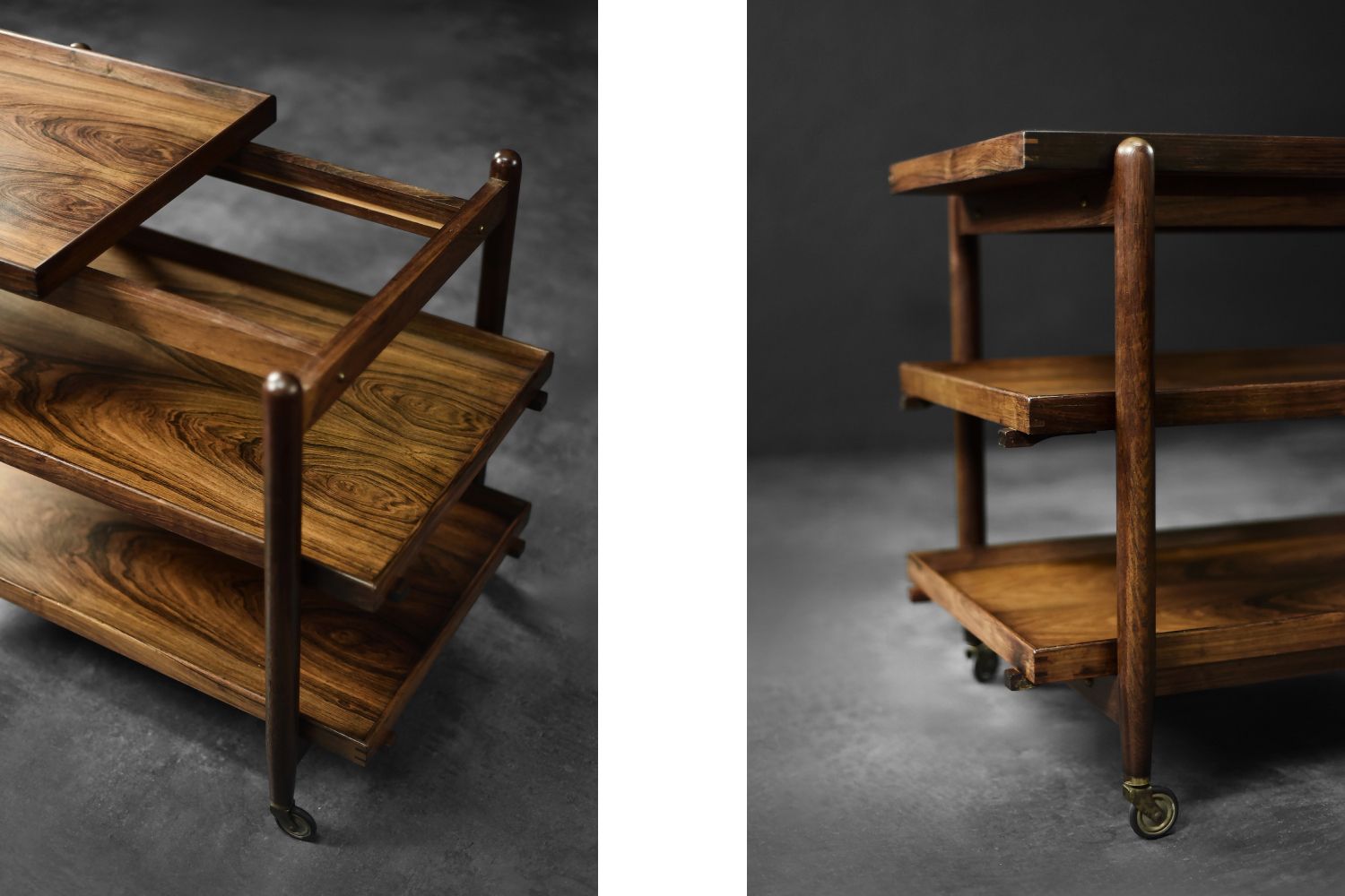 photo buy Vintage Danish Rosewood Serving Trolley By Poul Hundevad, 1960s