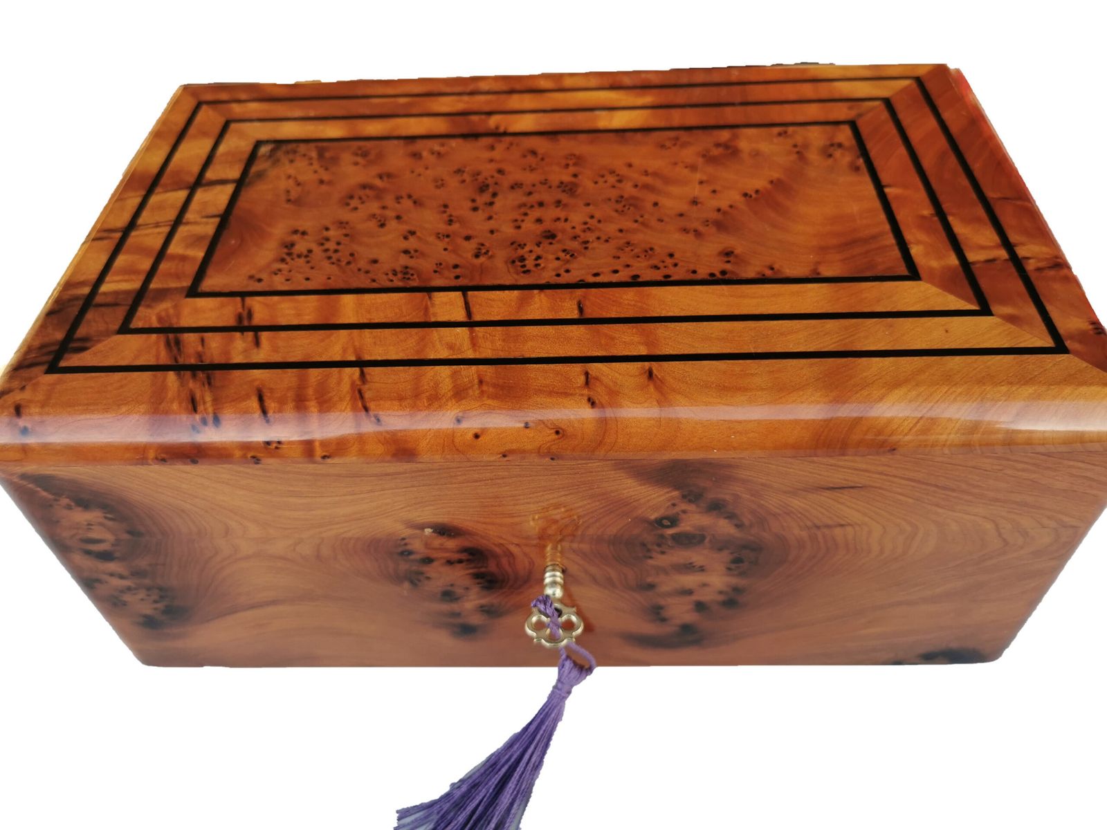 No Custom Fee/ Luxurious Jewellery Box Made Of The Thuya Burl And Inlaid With Ebony Wood photo furniture