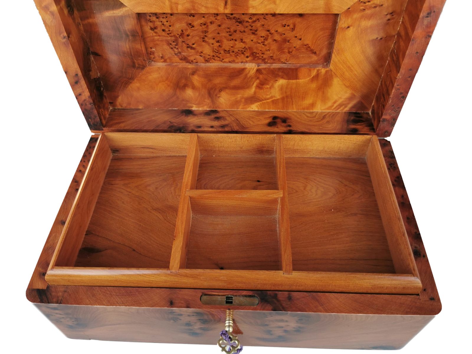 No Custom Fee/ Luxurious Jewellery Box Made Of The Thuya Burl And Inlaid With Ebony Wood photo 395.0