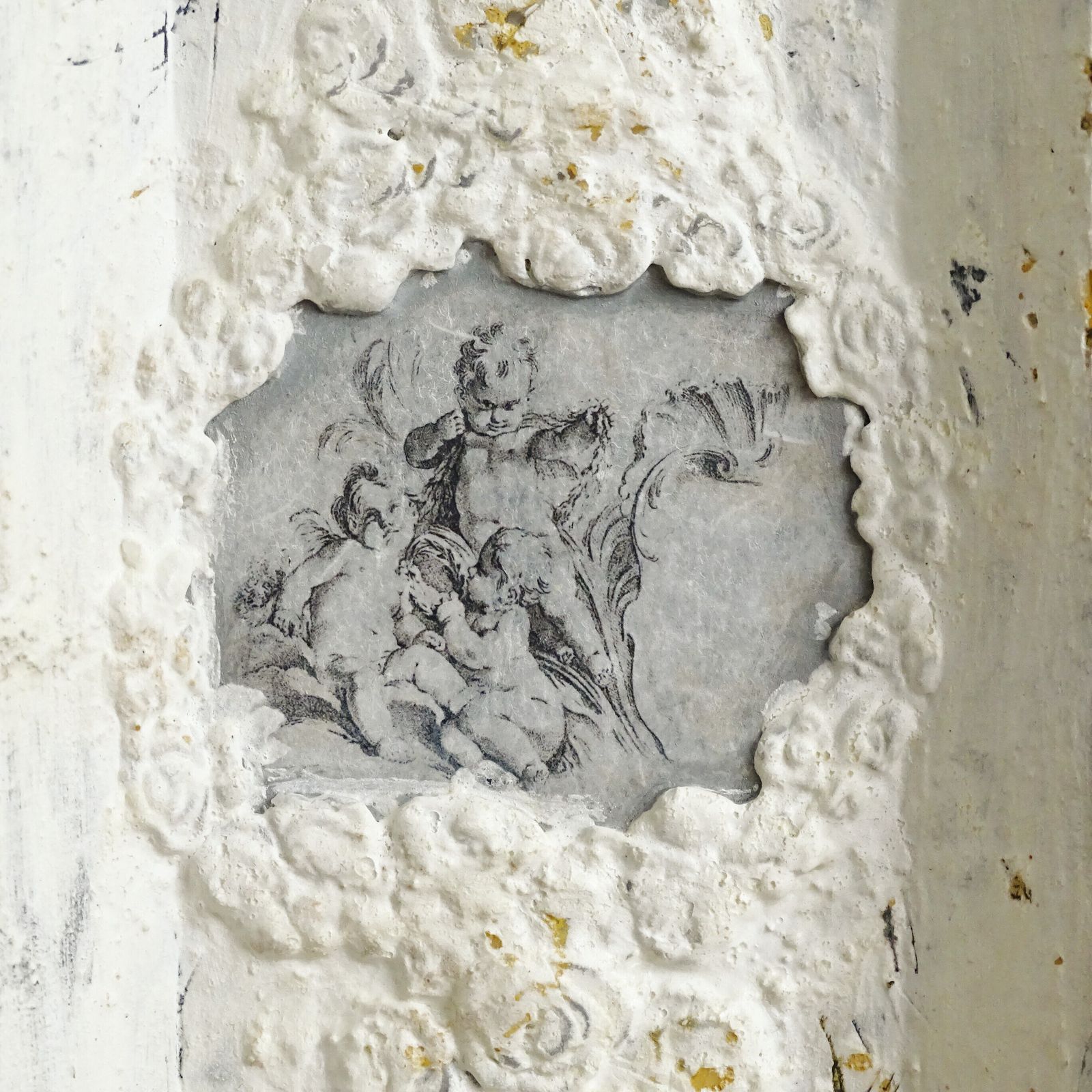 Shabby Chic Cherub Wall Panel: Victorian French Style, Distressed Wood photo vinterior
