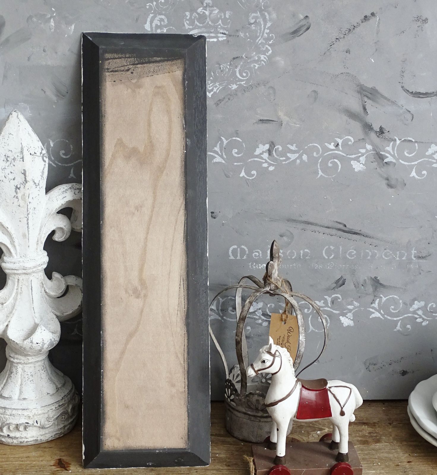 photo for sale Shabby Chic Cherub Wall Panel: Victorian French Style, Distressed Wood