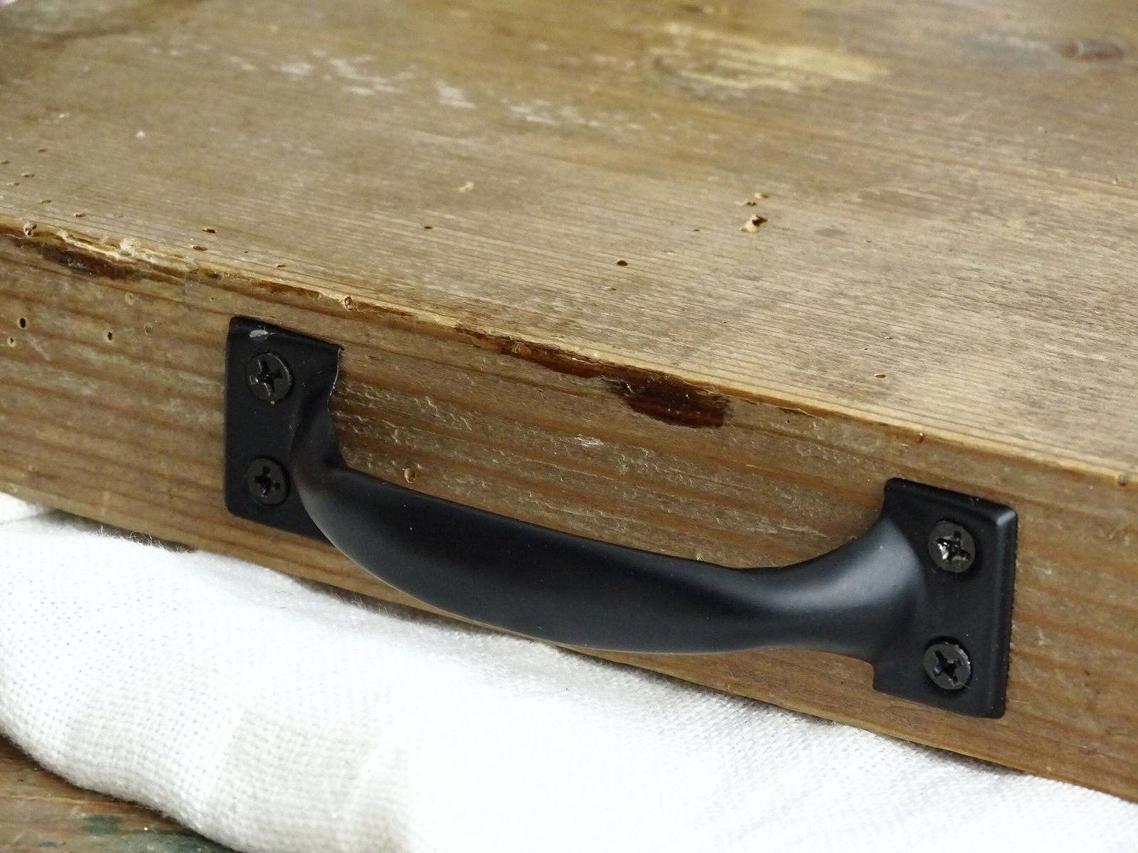 Vintage Wood Cutting Board With Metal Handles: Farmhouse Charcuterie Tray photo furniture