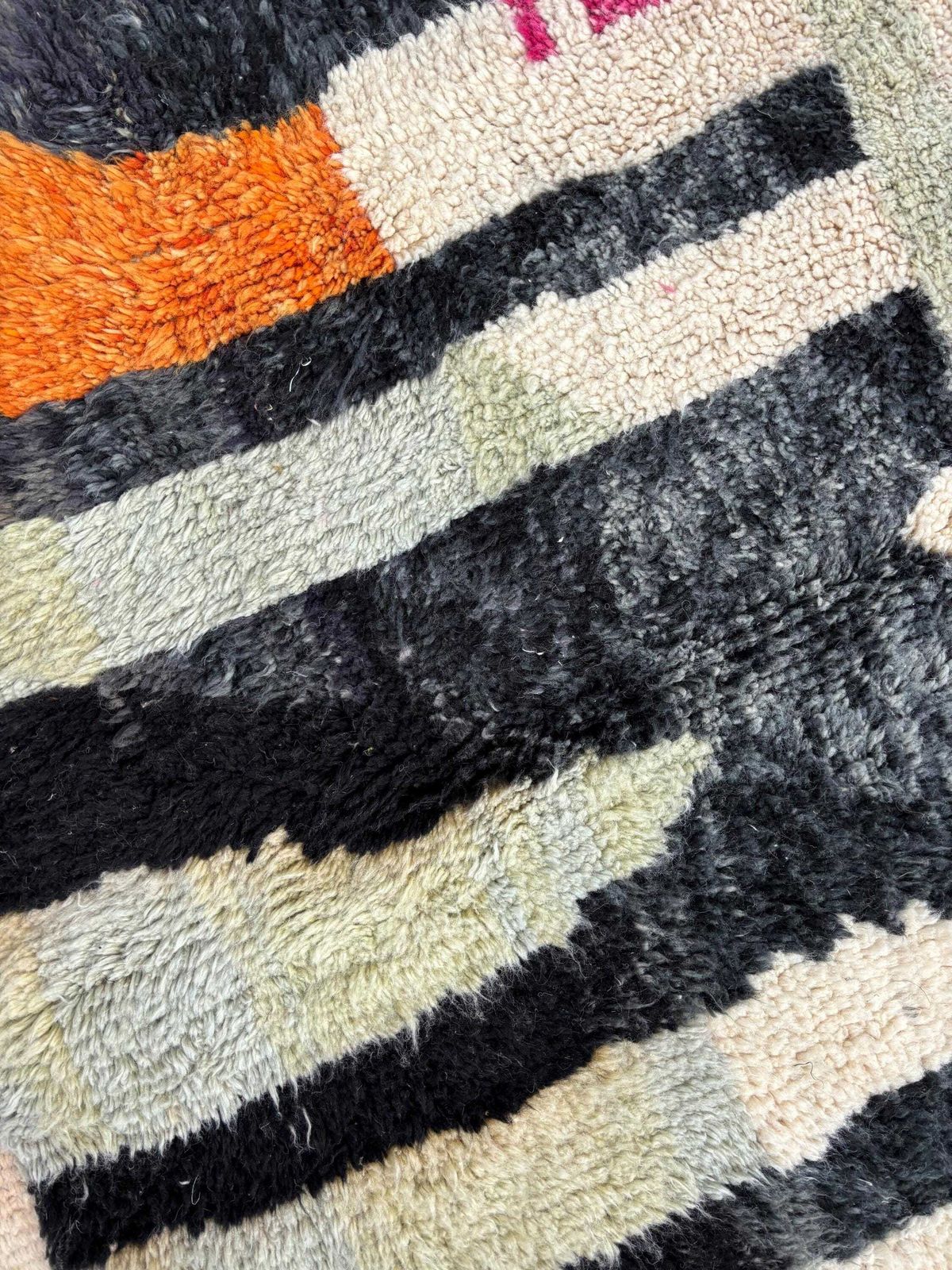 Moroccan Berber Rug 200x260 Cm, Colorful Beni Ourain Rug, Handmade Wool Rug, Shaggy Rug, Decorative Berber Rug, Living Room Rug photo vintage