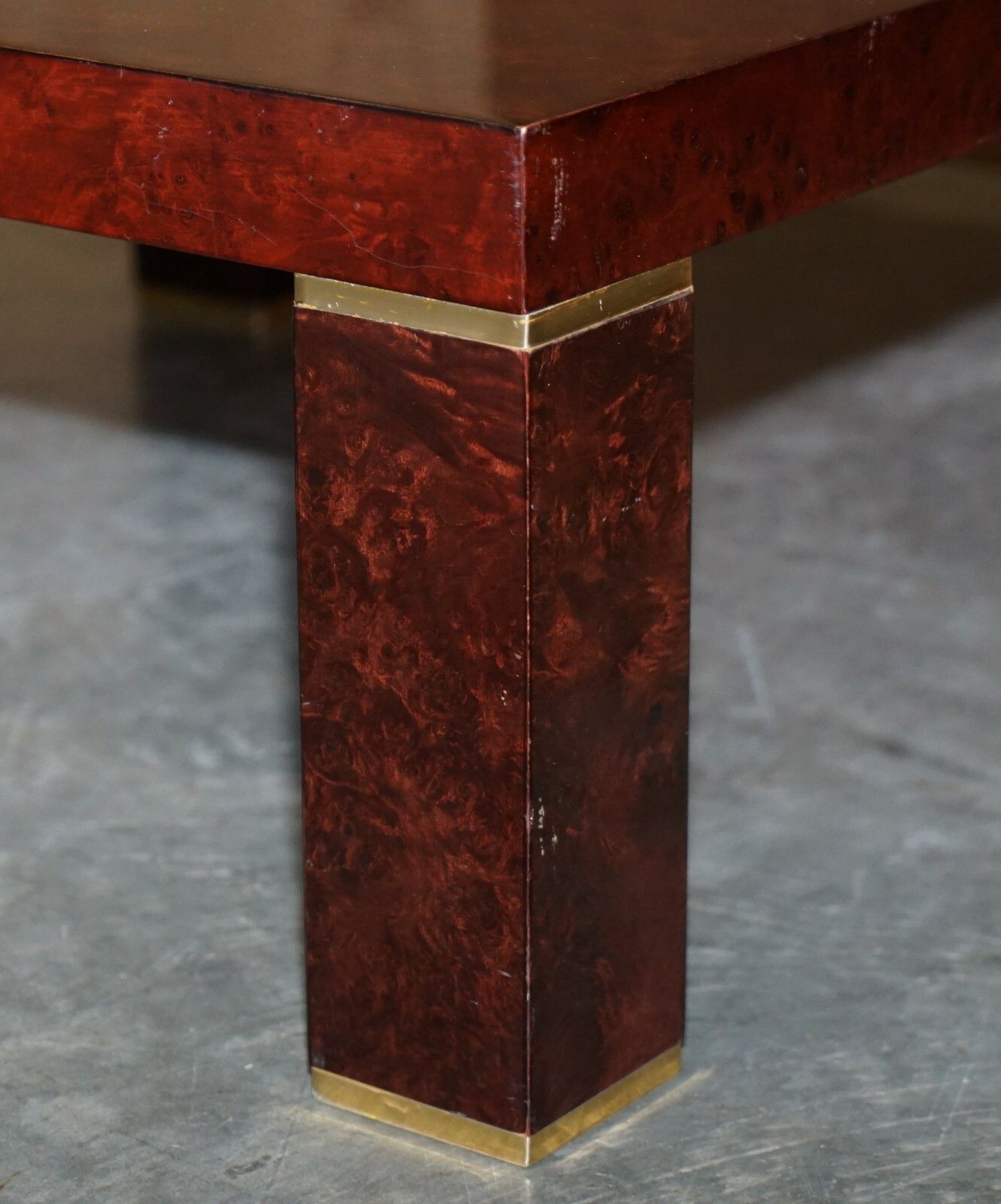 Stunning Contemporary Art Modern Burr Walnut, Brass Inaly Coffee Cocktail Table photo Furniture
