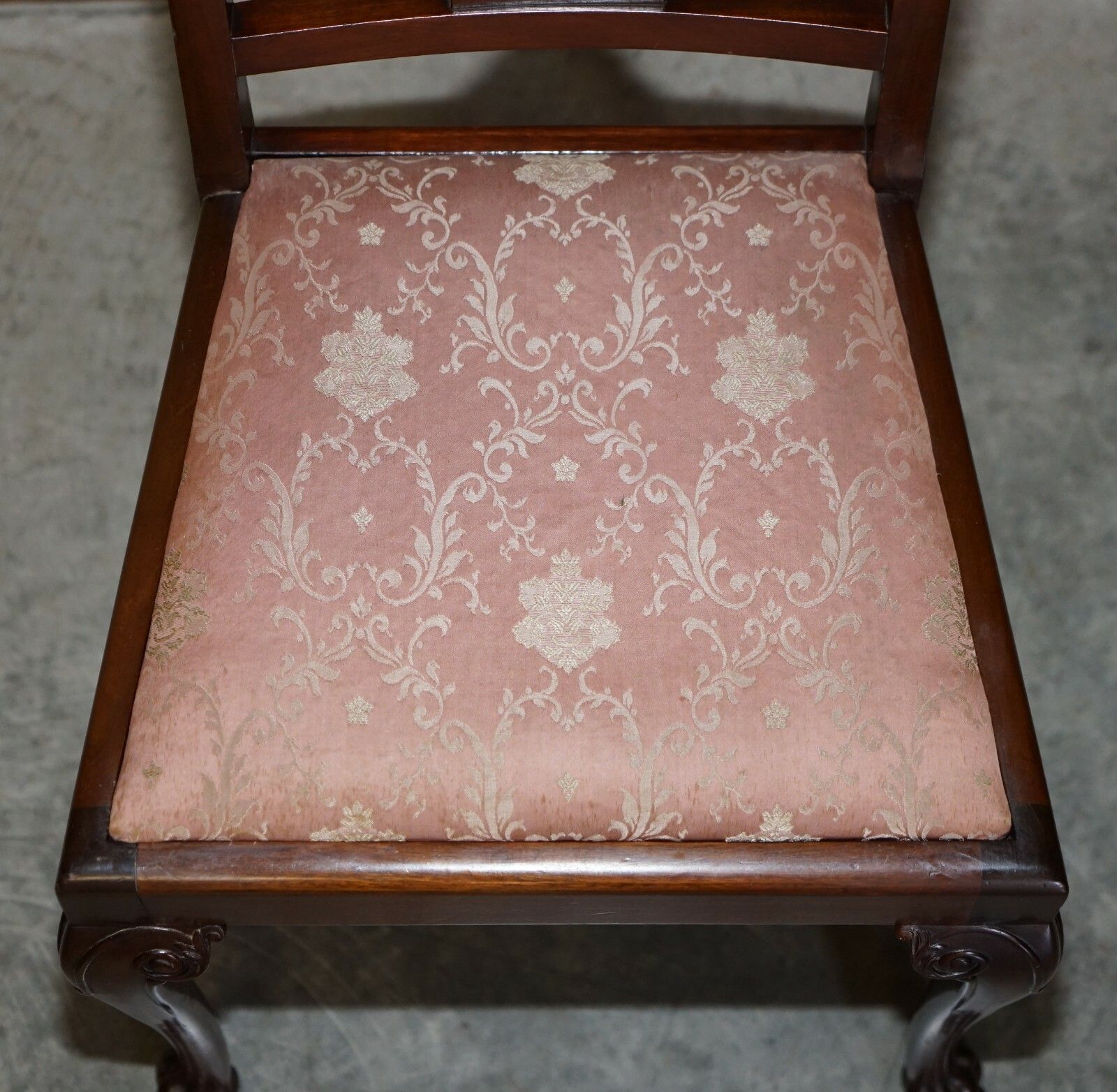 Pair Of Antique Honduras Mahogany English Hand Carved Lion Hairy Paw Feet Chairs photo Furniture