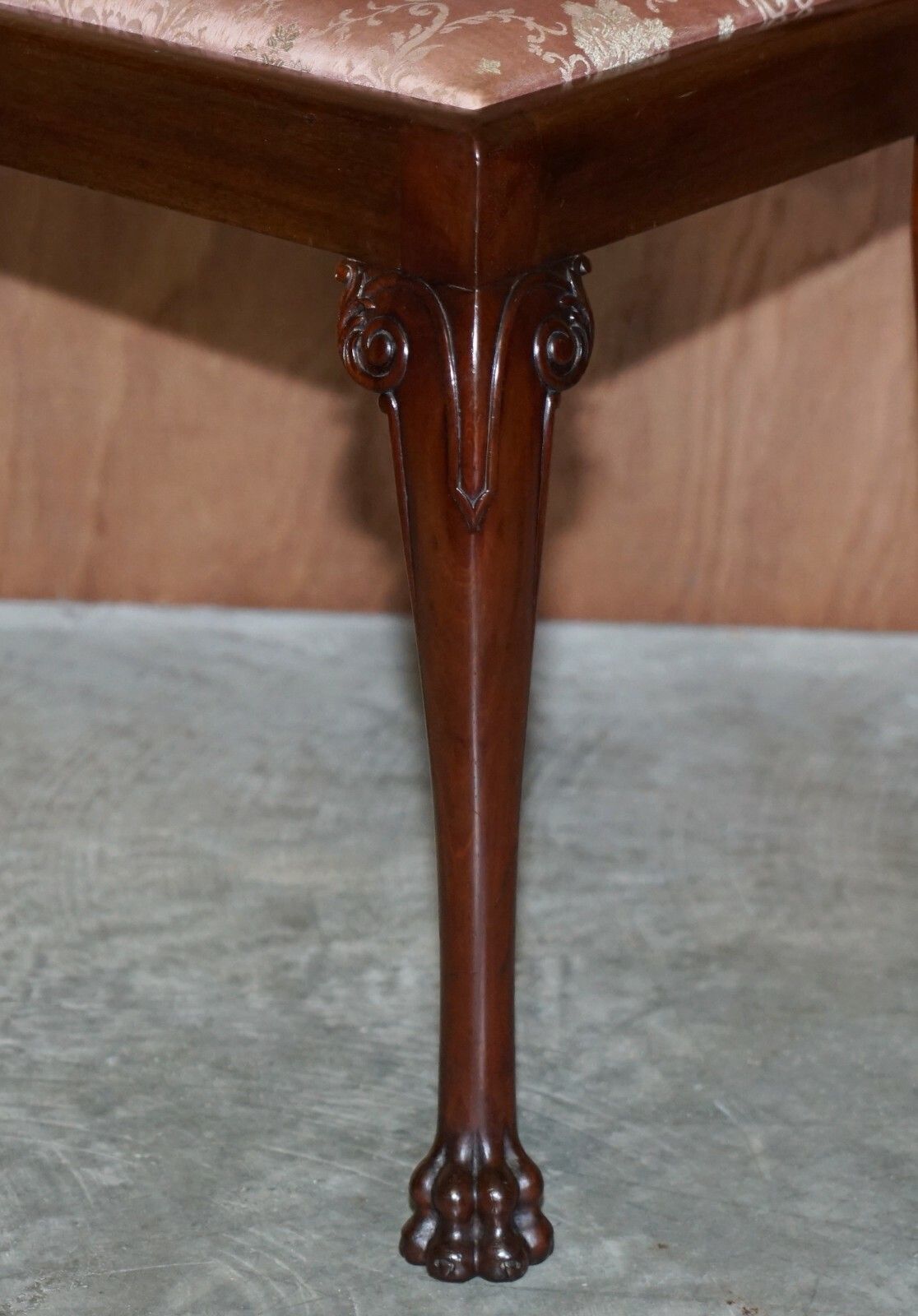 Pair Of Antique Honduras Mahogany English Hand Carved Lion Hairy Paw Feet Chairs photo vinterior