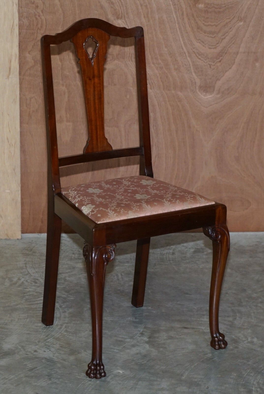 Furniture Pair Of Antique Honduras Mahogany English Hand Carved Lion Hairy Paw Feet Chairs photo