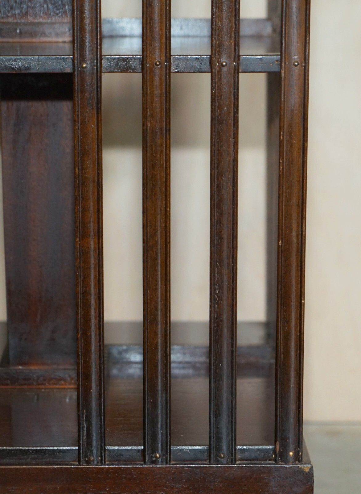 Vintage Sheraton Revival Mahogany & Satinwood Revolving Bookcase Side End Table photo vintage
