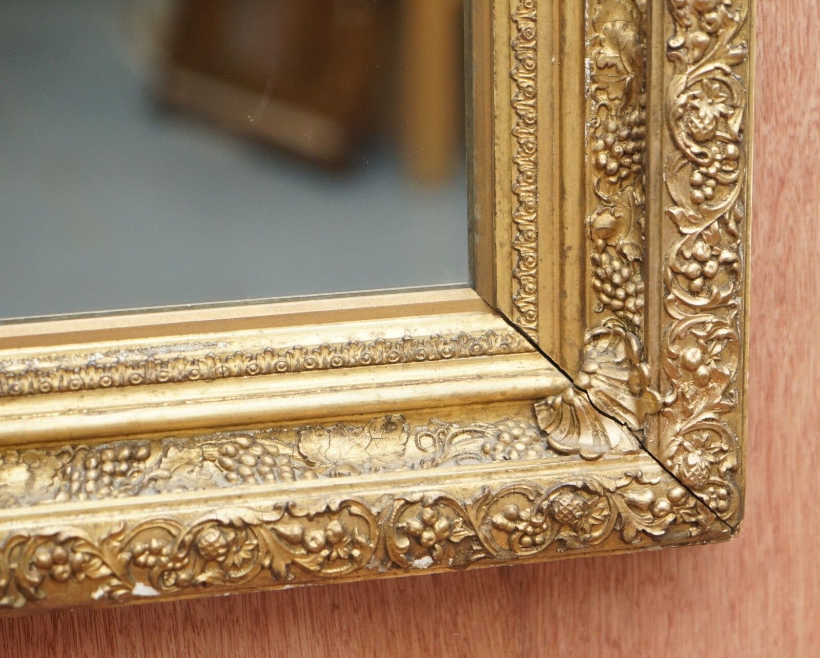 Exceptionally Carved & Heavily Detailed Period Victorian Wall Giltwood Mirror photo 1350.0