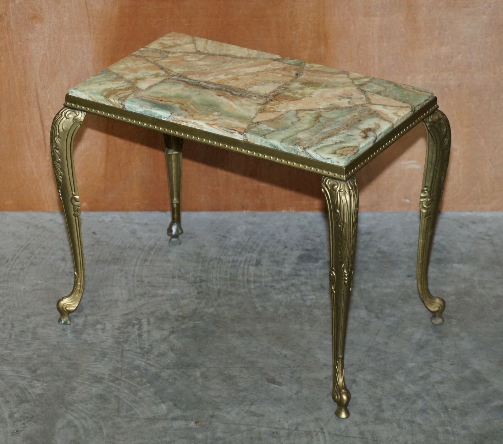 Lovely Nest Of Three Brass & Onyx Vintage Circa 1940's French Lamp Wine Tables photo Furniture