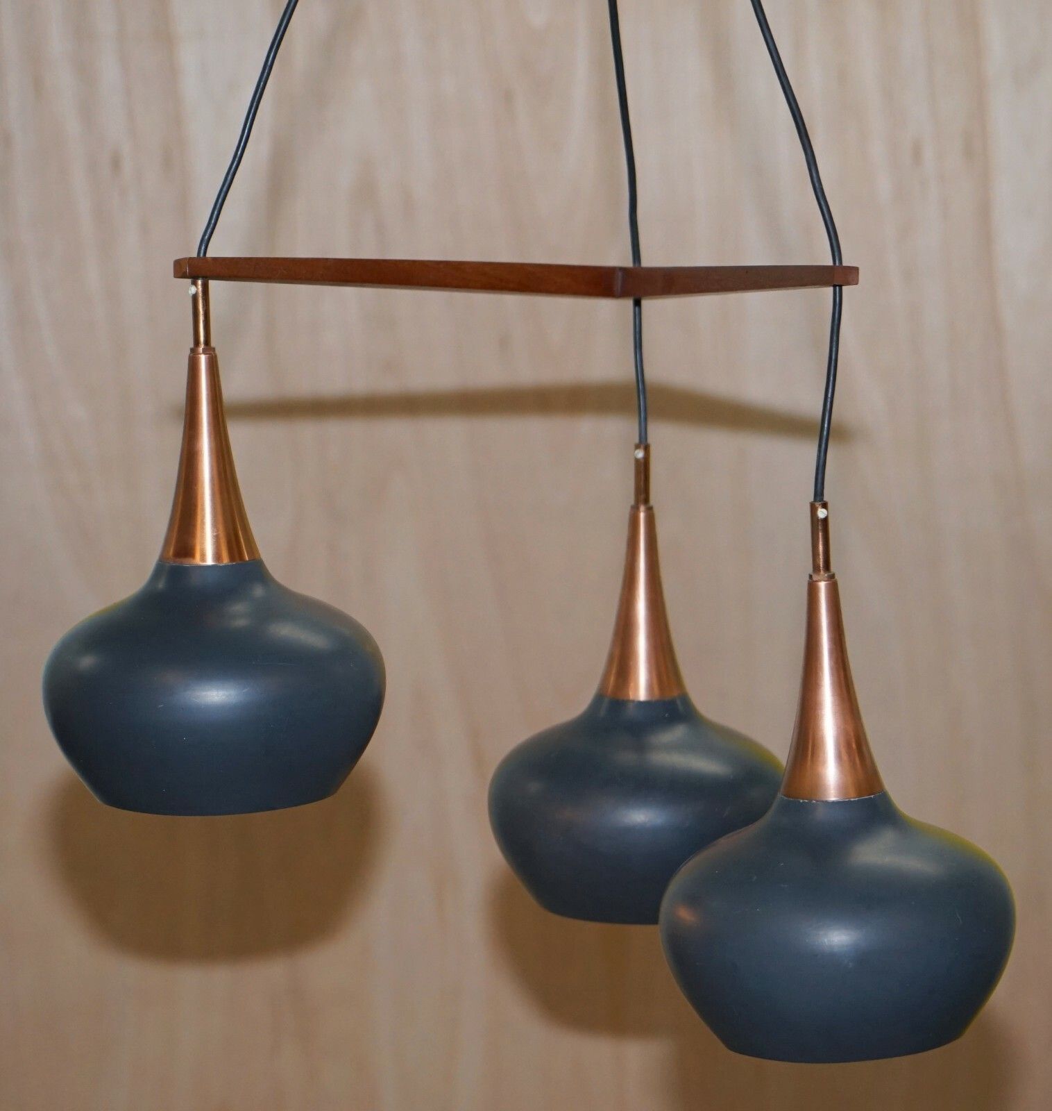 Rare Circa 1960 Uno And Osten Kristiansson For Luxus Triple Light Chandelier photo furniture