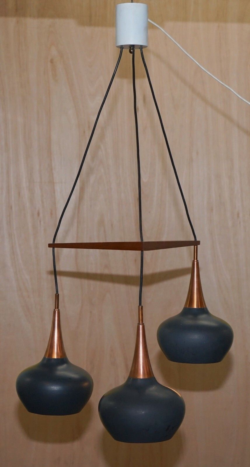 Rare Circa 1960 Uno And Osten Kristiansson For Luxus Triple Light Chandelier photo vintage