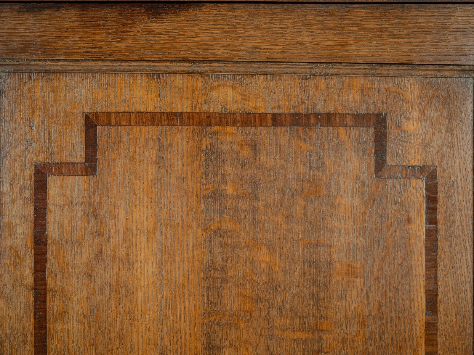 photo buy George III Oak & Mahogany Crossbanded Inlaid Wall Hanging Corner Cupboard, Late 18 Century Georgian