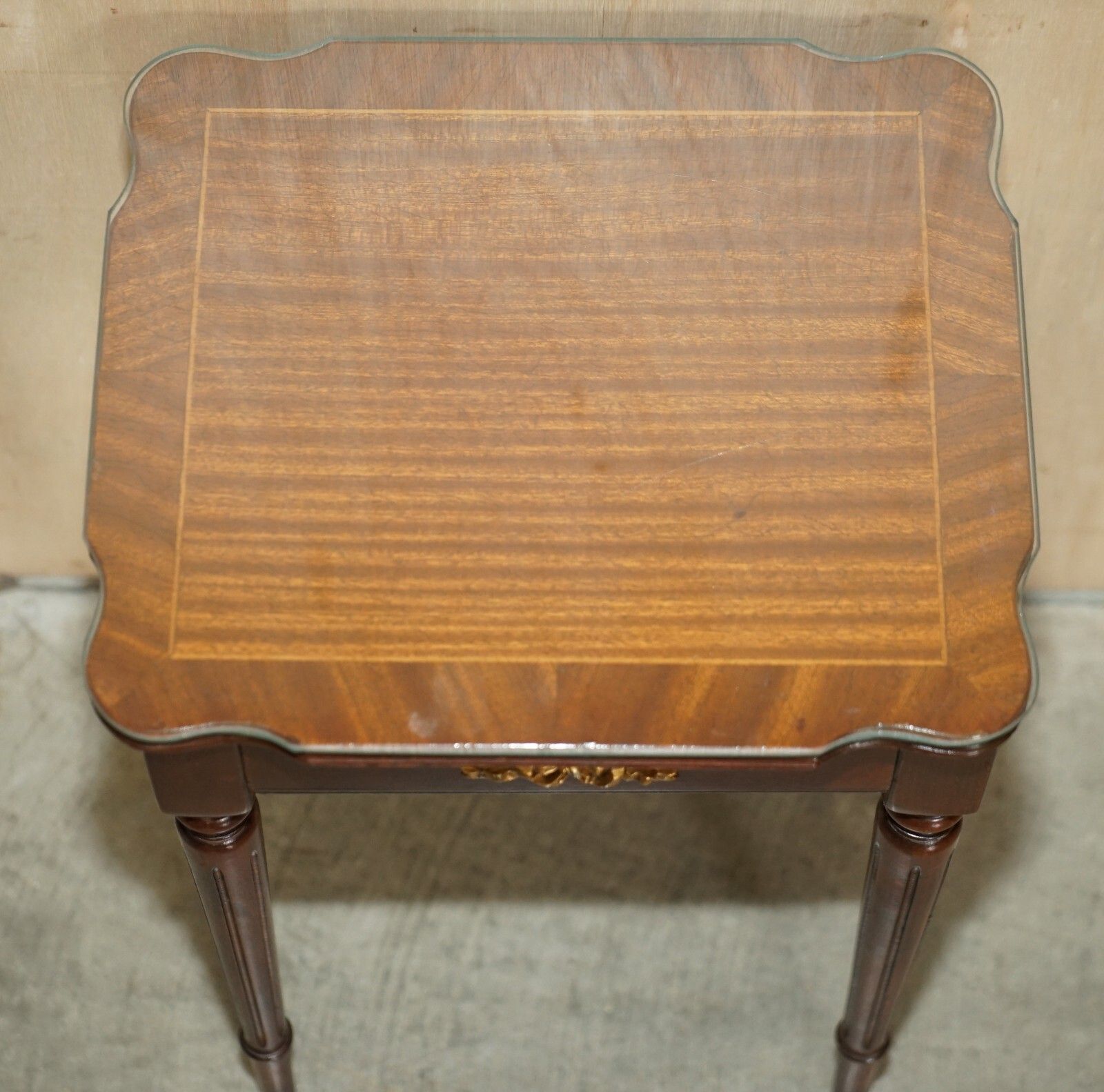 1350.0 Vintage Nest Of Three French Empire Flamed Mahogany Side End Lamp Wine Tables photo