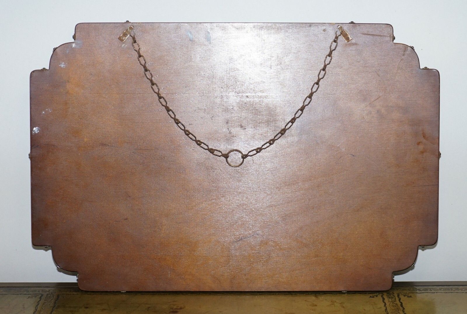 1350.0 Lovely 1930's Peach French Art Deco Venetian Etched & Engraved Bevelled Mirror photo