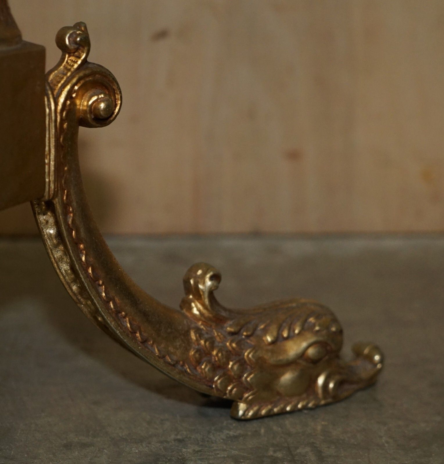 Furniture Antique Victorian Circa 1880 Brass Coat Hat & Scarf Stand Rare Dolphin Cast Legs photo