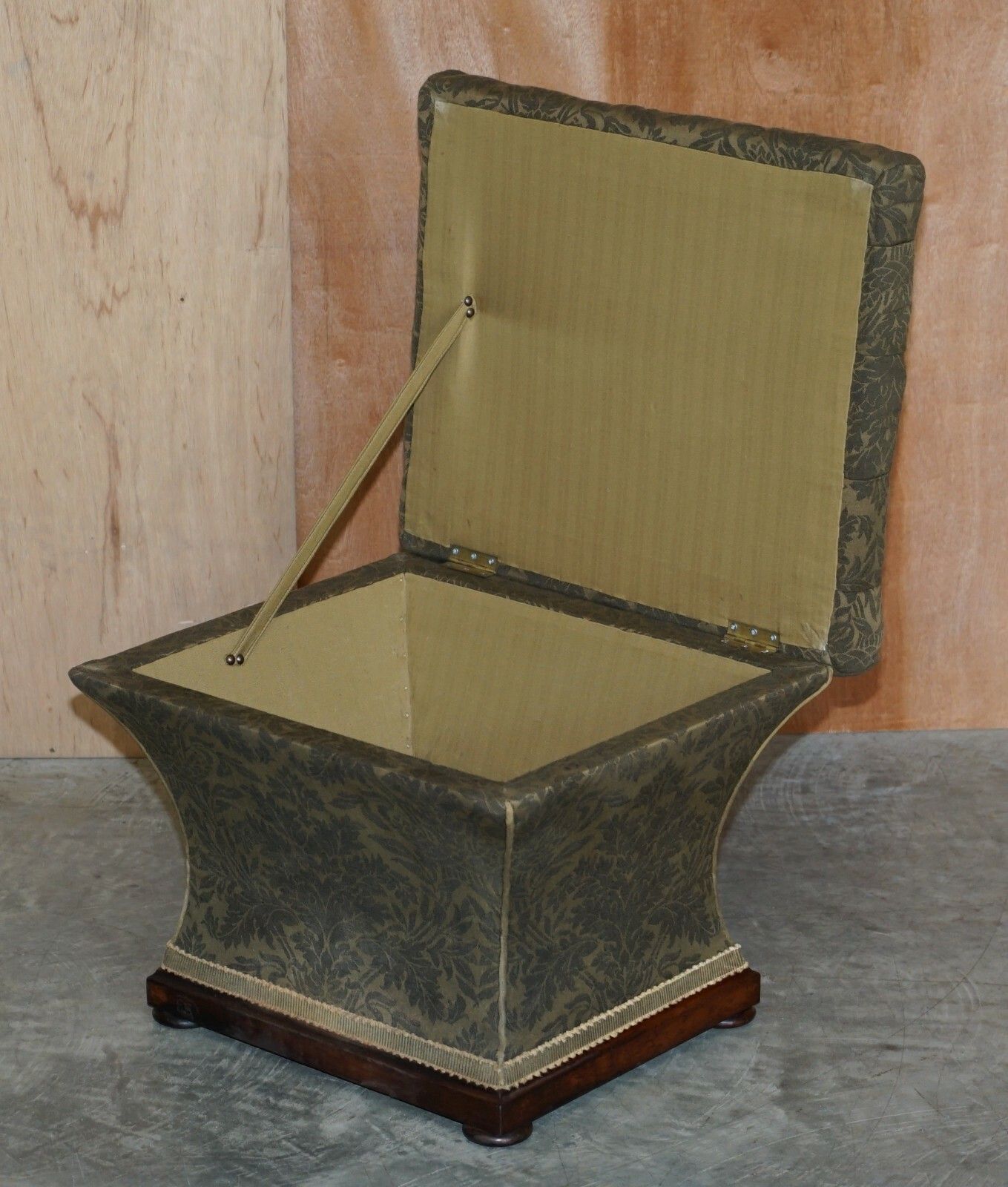 Furniture Exquisite Upholstered Victorian Circa 1860 Ottoman Stool Footstool With Storage photo