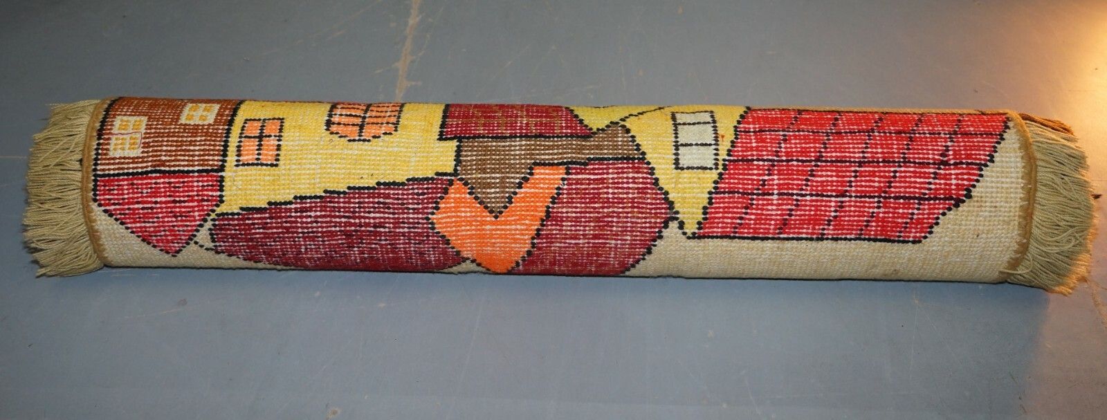 1350.0 Stunning Large Shag Pile Rug Depicting Houses In The Style Of L.S Lowry photo