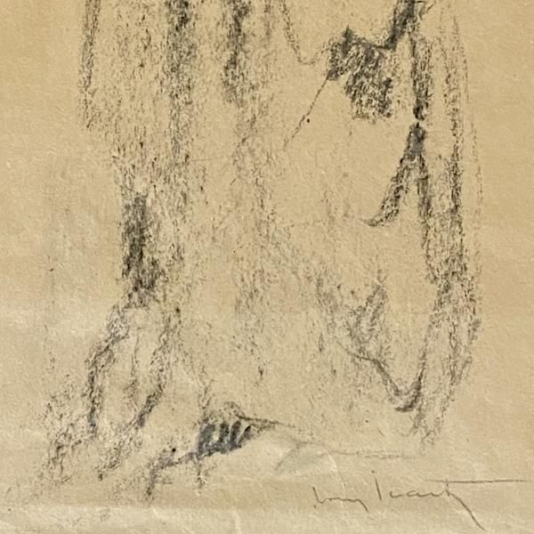 Louis Icart Original Signed Charcoal On Paper Of A Female photo Art