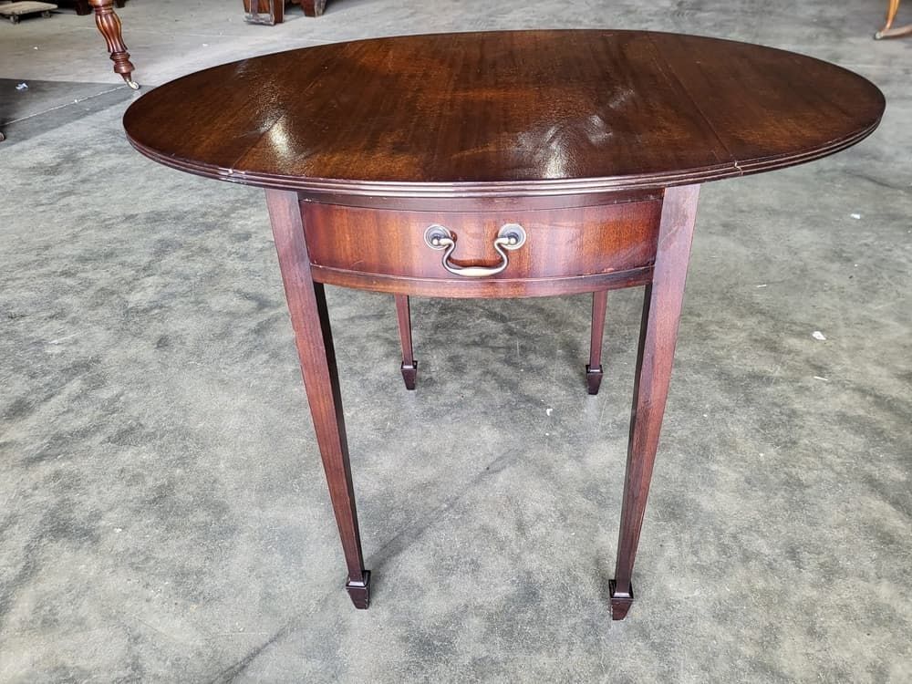 Antique Repro Small Drop Leaf Side End Occasional Table Drawer Tapered Legs photo 175.0