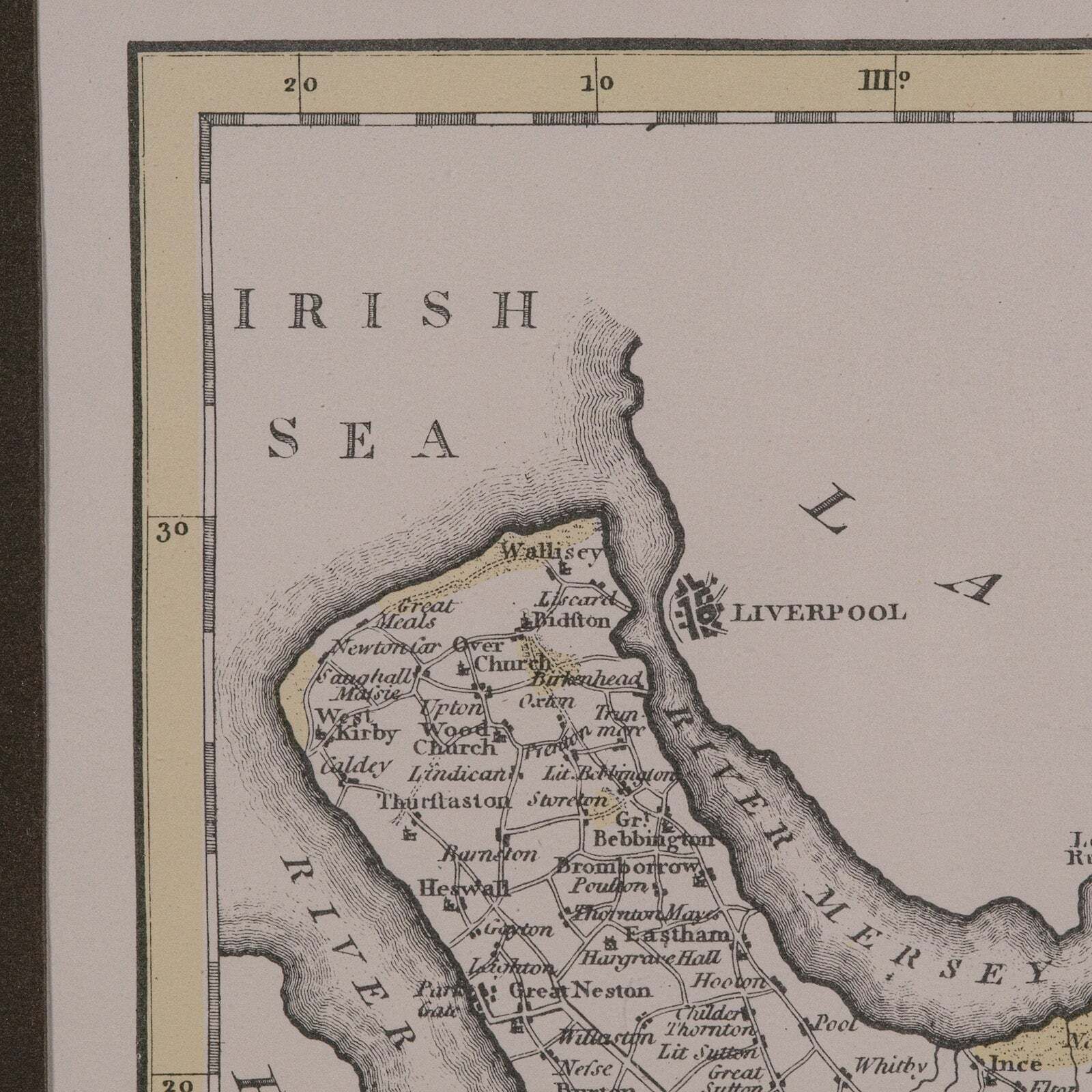 Vintage County Map Of Cheshire, English, After John Cary, Cartography Interest photo vinterior