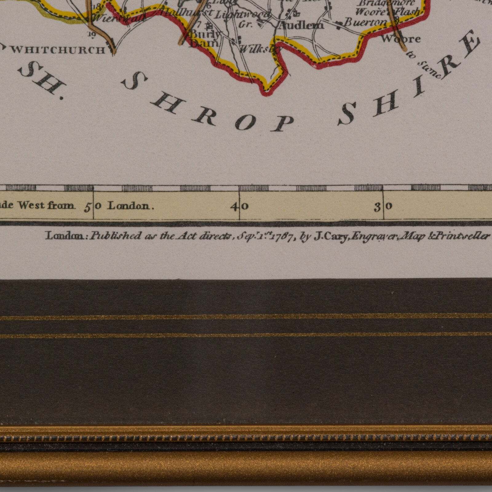 Art Vintage County Map Of Cheshire, English, After John Cary, Cartography Interest photo